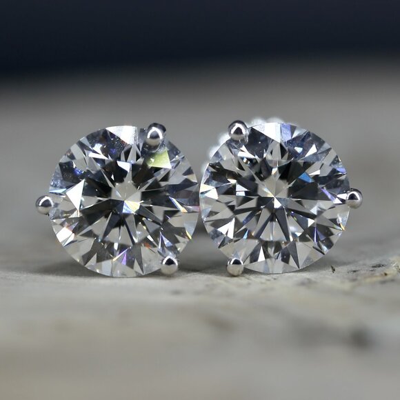 4.00 Carat Round Brilliant IGI Certified Lab Grown Diamond Stud Earrings - Picture 1 of 4